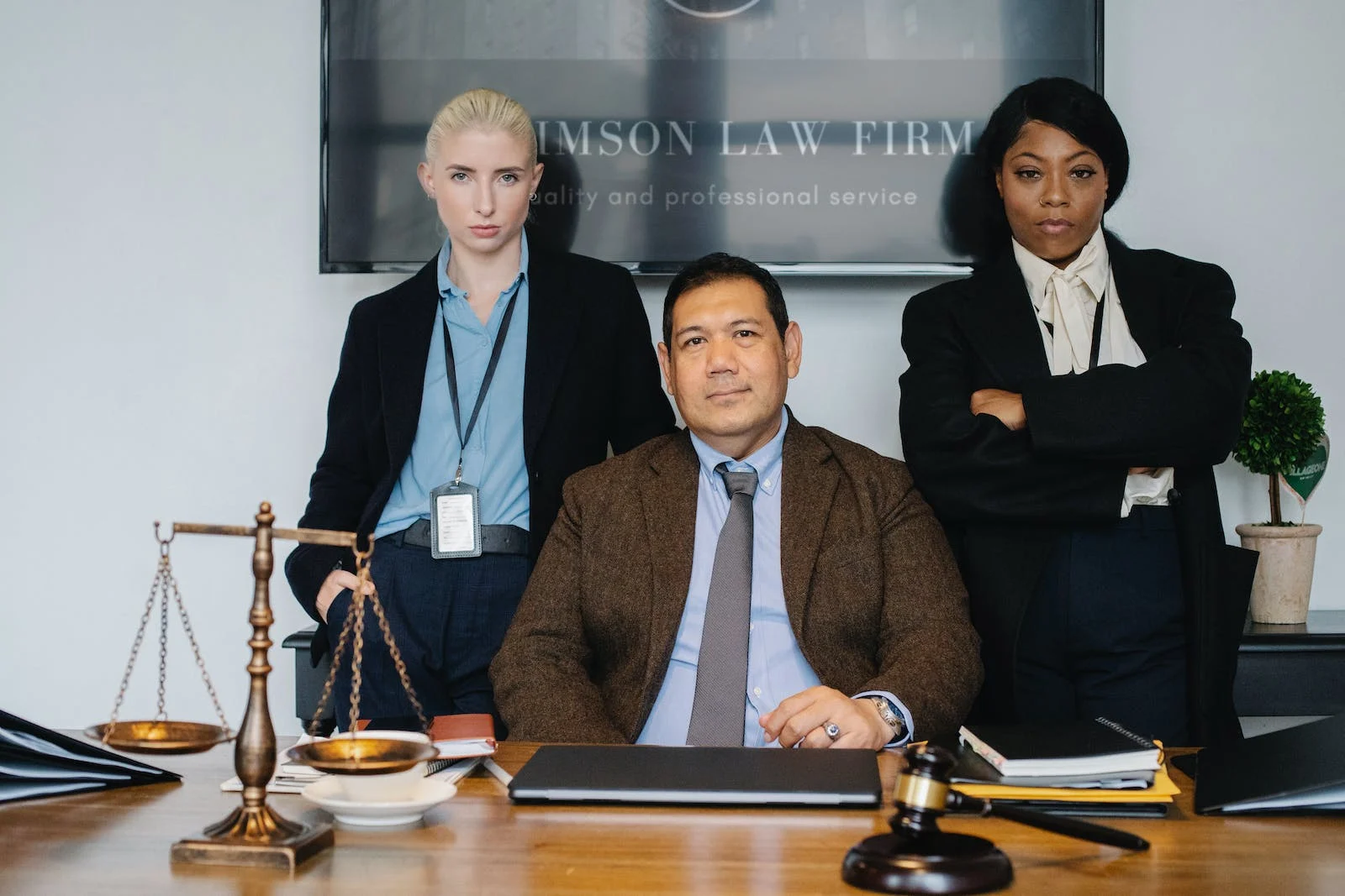 A courtroom with a judge and jury, representing legal defenses against money laundering and racketeering charges