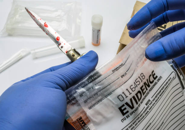 A forensic scientist examining evidence in a laboratory