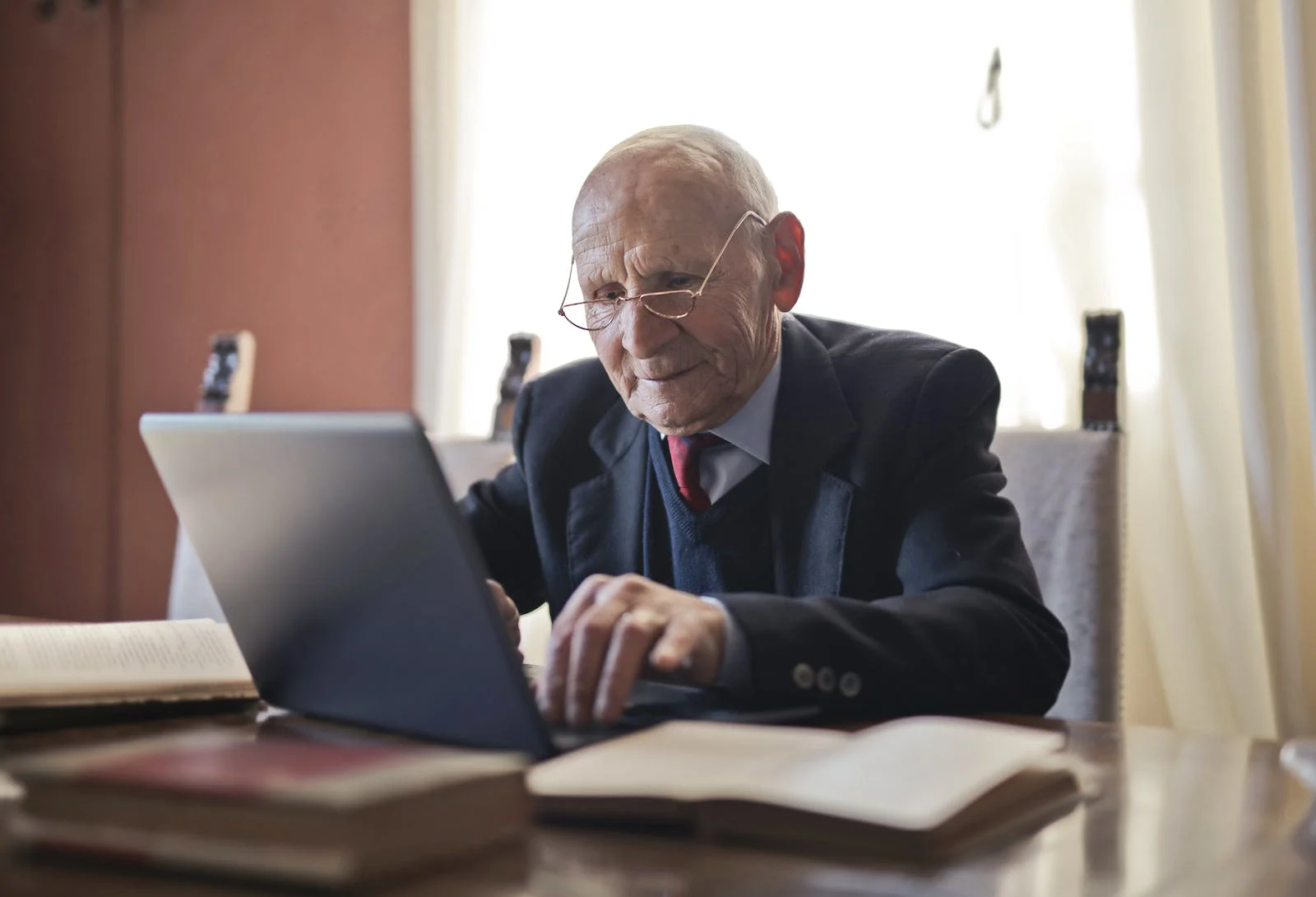 A person looking at a computer screen